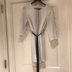 Elegant Ann Taylor Striped Tie-Waist Shift Dress.